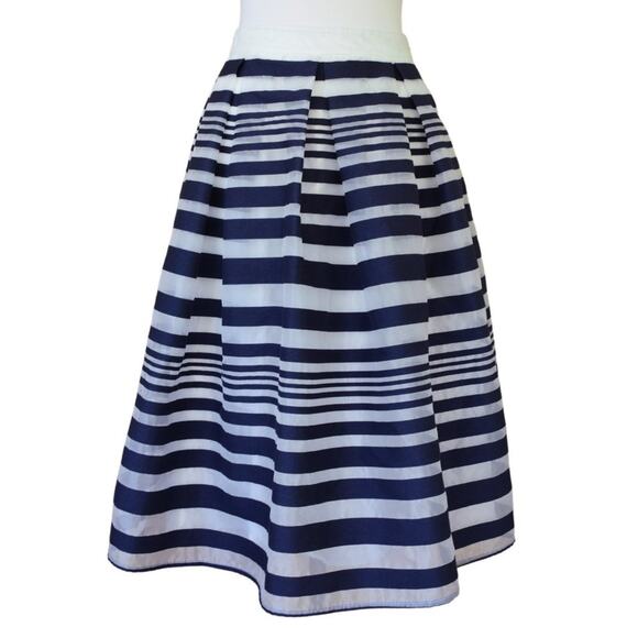 MODCLOTH Soiree Navy Stripe Full A-line Midi Skirt Retro - Picture 2 of 10